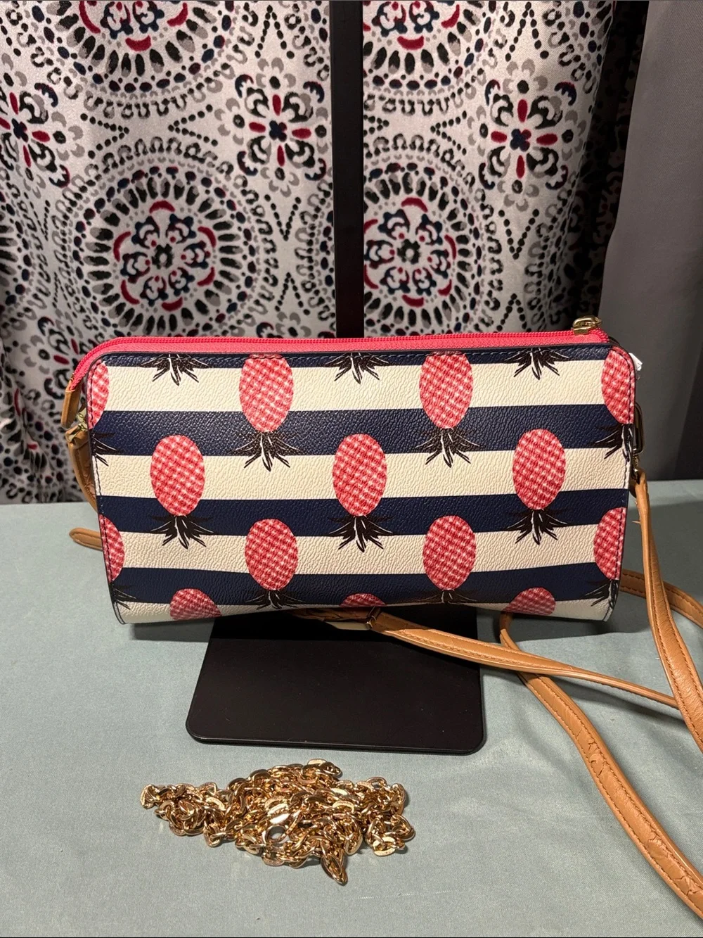 Tory Burch Kerrington Pineapple Printed Crossbody Bag